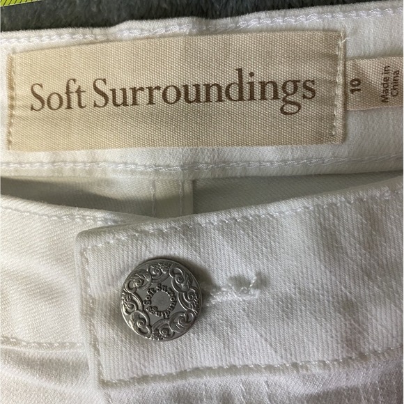 Soft Surroundings Ultimate Denim Wide Leg Crop White Jeans Women's Size 10 - Picture 7 of 11